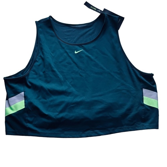 Nike teal color-stripe cropped training tank mesh DH3185-393  Size 3X - Picture 10 of 15